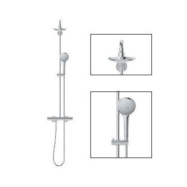 Sistema de duche com misturadora termostática e chuveiro 180 mm Euphoria, Grohe 27296001