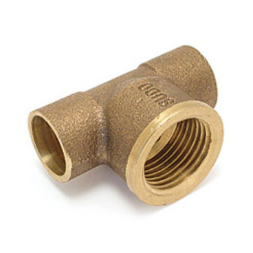 Tê fêmea ao centro de bronze para soldar 12 mm x 1/2''