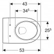 Sanita suspensa de fundo profundo iCon, forma fechada, Rimfree T»53cm, branco, Geberit 204060000