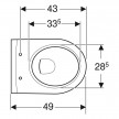 Sanita suspensa de fundo profundo iCon, compacta, forma fechada, Rimfree T»49cm, branco, Geberit 204070000