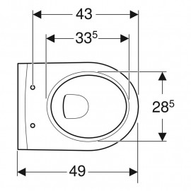 Sanita suspensa iCon, compacta, forma fechada, Rimfree T»49cm, branco, Geberit 204070000