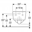 Sanita suspensa de fundo profundo iCon, compacta, forma fechada, Rimfree T»49cm, branco, Geberit 204070000