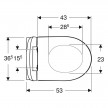 Conjunto de sanita suspensa de fundo profundo iCon, forma fechada, Rimfree, com tampo de sanita T»53cm, com queda amortecida e 