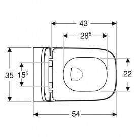 Sanita suspensa Smyle Square, forma fechada, Rimfree, com tampo de sanita, tampa sobreposta branco, Geberit 500.683.00.2