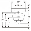 Conjunto de sanita suspensa de fundo profundo Smyle Square, forma fechada, Rimfree, com tampo de sanita, tampa sobreposta branco