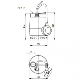 Bomba drenagem KP 250 A1 com interruptor nível, 230 V, Grundfos 012H1600