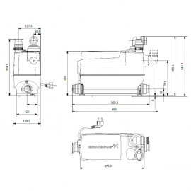 Estação drenagem Sololift 2 C-3, sem triturador, caudal até 3 l/s ,«90ºC até 30 minutos, Grundfos 97775317