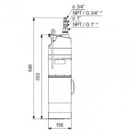 Bomba submersível poço SBA3-45A, Grundfos 92713068