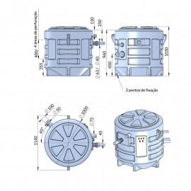 Estação elevatória de soterrar com depósito 610 l + 2 bombas submersíveis Vortex monofásicas SANIFOS 610, SFA