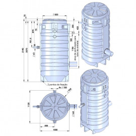 Estação elevatória de soterrar com depósito 1300 l + 2 bombas submersíveis trituradoras monofásicas SANIFOS 1300, SFA