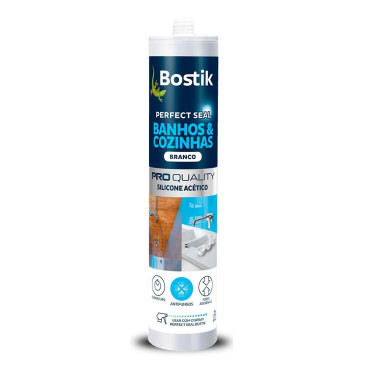 Silicone acético Perfect Seal Banhos e Cozinhas Sanitário branco 280 ml