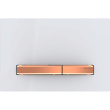 Placa de comando Sigma50 dupla descarga, cor de metal ouro rosa, branco, Geberit 115.670.11.2