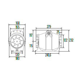 Extrator DUCT IN LINE 125/320, saída 125 mm, CATA 00703000
