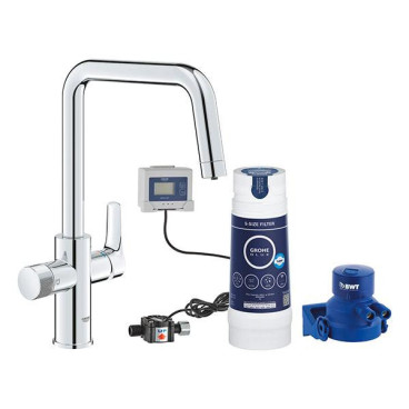 Torneira monocomando de cozinha Blue Pure Starter Kit, Eurosmart, bica em U, filtro S 600L, Grohe 30584000