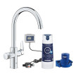 Torneira monocomando de cozinha Blue Pure Starter Kit, BauCurve, bica em C, filtro S 600L, Grohe 30581000