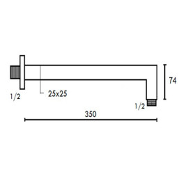 Braço quadrado para chuveiro, 35 cm, aplicação de parede, preto mate