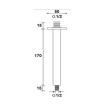 Braço redondo para chuveiro, 20cm, aplicação de teto, Preto Mate