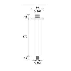 Braço redondo para chuveiro, 20 cm, aplicação de teto, preto mate