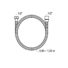 Bicha extensível para duche higiénico, 0,90 m a 1,20 m, dupla agrafagem, preto mate