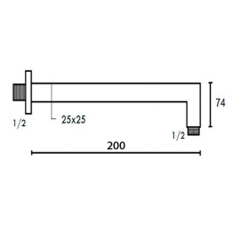 Braço quadrado para chuveiro, 20 cm, aplicação de parede, preto mate