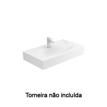 Lavatório SLEEK 80, Solid Surface, mural, com furo para torneira, sem furo de nível, sem toalheiro, branco, Sanitana S20202811