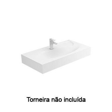 Lavatório SLEEK 90, Solid Surface, mural, com furo para torneira, sem furo de nível, sem toalheiro, branco, Sanitana S20202911