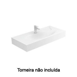 Lavatório SLEEK 100, Solid Surface, mural, com furo para torneira, sem furo de nível, sem toalheiro, branco, Sanitana S2020301