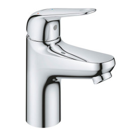 Torneira monocomando de lavatório, com válvula de descarga click clack, sistema Cold Start, Tamanho S, Euroeco, Cromado, Grohe