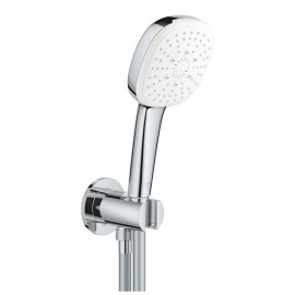 Chuveiro de mão 3 jatos (Rain, Jet, Massage) 9 l/min e curva de saída com suporte, Tempesta Cube 110, Cromado, Grohe 26910003