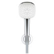 Chuveiro de mão 3 jatos (Rain, Jet, Massage) 9 l/min e curva de saída com suporte, Tempesta Cube 110, Cromado, Grohe 26910003