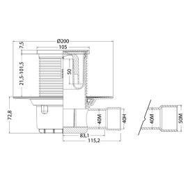 S-430 Sifão duche Quadrícula cromado 40 mm, Jimten 12945