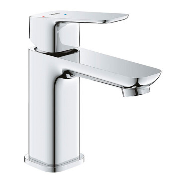 Torneira monocomando de lavatório, com válvula de descarga click clack, sistema Cold Start, Tamanho S, Cubeo, Cromado, Grohe 1