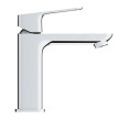 Torneira monocomando de lavatório, com válvula de descarga click clack, sistema Cold Start, Tamanho M, Cubeo, Cromado, Grohe 1