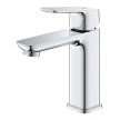 Torneira monocomando de lavatório, com válvula de descarga click clack, sistema Cold Start, Tamanho M, Cubeo, Cromado, Grohe 1