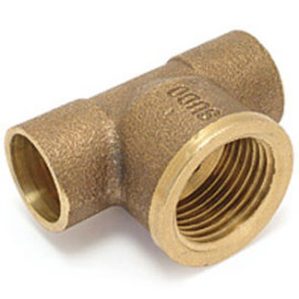 Tê fêmea ao centro de bronze para soldar 10 mm x 1/2''