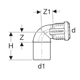 Curva a 90º de 50 x 40 mm, Geberit Silent-PP 390.225.14.1