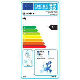 Bomba de calor mural AQS Compress 5000 DW 150 W sem serpentina de 150 litros, Bosch 7738344000