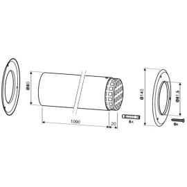 Troço reto 500 mm macho fêmea de 80 mm para exaustão de esquentadores, Bosch 7736995100