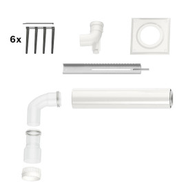 Kit básico duplo fluxo 60 C53 (adaptador 80/80+2 troços 1m 80+terminal+curva 90° 80+curva 90 com suporte+redução 80 para 60