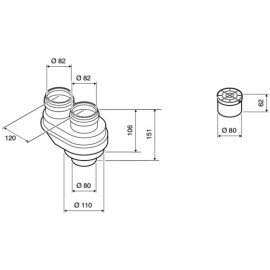 Adaptador para troços independentes 80/110 mm para 80/80 mm para exaustão de esquentadores, Bosch 7719001957