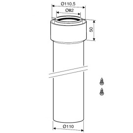 Troço reto 1500 mm macho-fêmea 80/110 para exaustão de esquentadores, Bosch 7719001783