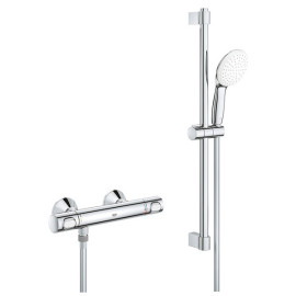 Conjunto de duche com misturadora termostática Grohtherm 500 e rampa Tempesta 27294003, Grohe 34796001