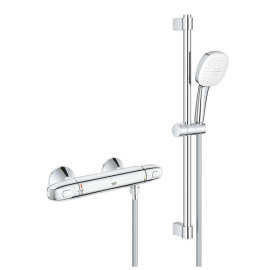 Conjunto de duche com misturadora termostática Grohtherm 1000 e rampa Tempesta Cube 26748003, Grohe 34820005