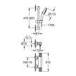 Conjunto de duche com misturadora termostática Grohtherm 1000 Performance e rampa Tempesta 26162003, Grohe 34834001