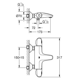 Torneira bicomando de banheira termostática Grohtherm 1000, Grohe 34816003