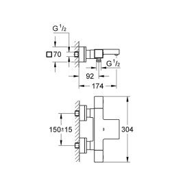 Torneira bicomando de banheira termostática Grohtherm Cube, Grohe 34497000