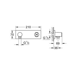 Curva de saída Grohterm com suporte de chuveiro integrado, Grohe 27621000