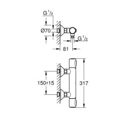 Torneira bicomando de duche termostática Grohtherm 500, Grohe 34793000