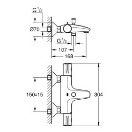 Torneira bicomando de banheira termostática Grohtherm 800, Grohe 34567000