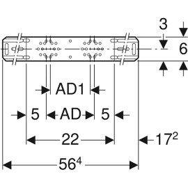 Placa de fixação afastada, dupla, distância de fixação de 10 cm ou 12 cm, Geberit 601.731.00.1